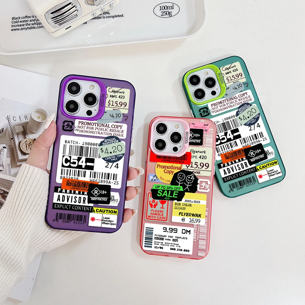 Fashion Stamp Label Barcode Phone Case for Samsung Galaxy S24 S23 S22 S21 S20 Note20 Ultra Plus FE M31 M30S M23 5G Hard PC Cover