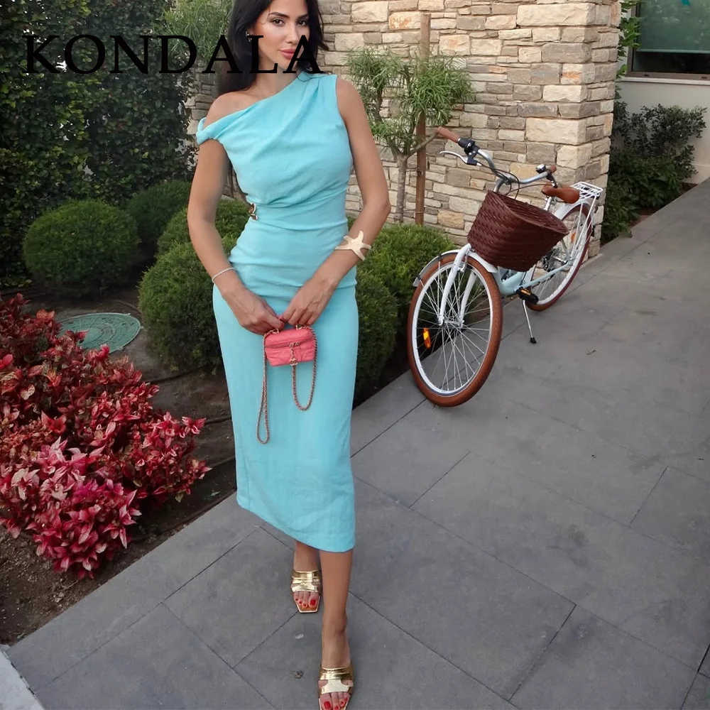 KONDALA 2025 Herfst Winter Elegante Vrouwen Effen Jurk Mode Streetwear Diagonale Kraag Lovertjes Mouwloze Rits Dame Jurk