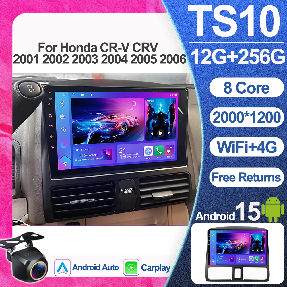 

Android 15 For Honda CR-V CRV 2001 2002 2003 2004 2005 2006 9 Inch Car Multimedia Radio Video Player Touch Screen WIFI No 2din