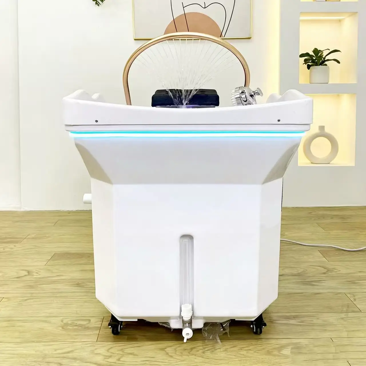 

No need to connect the water pipe to the shampoo basin, 60L water storage tank and 30L waste water tank, movable and simple sham