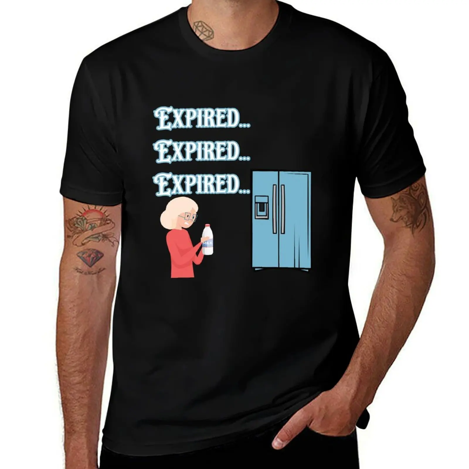 

Expired, Expired, Expired Funny Ant/Aunt Commercial Humor with Aunt grimacing at expired milk T-Shirt
