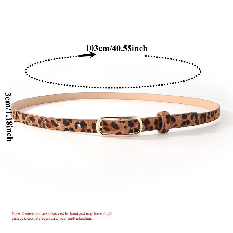 Korean-Style Minimalist Versatile Waist-Defining Women’s Thin Leather Belt Fashionable High-End Trendy Leopard-Print Narrow Belt