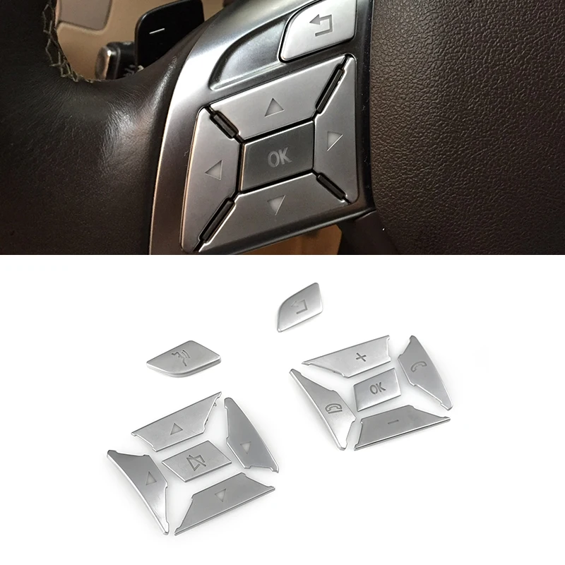 For Mercedes Benz A B C E ML GL CLA GLA GLK SL SLK Class W176 W246 W212 W204 Chrome Steering Wheel Button Stickers Cover Trim