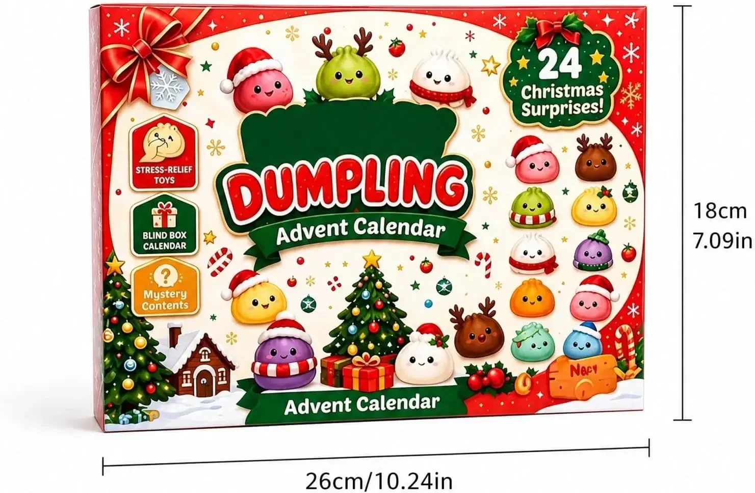 24PCS Christmas Squishies Advent Calendar 2026 Squish Super Soft Cute Stress Ball Countdown Calendar Xmas Birthday Gift
