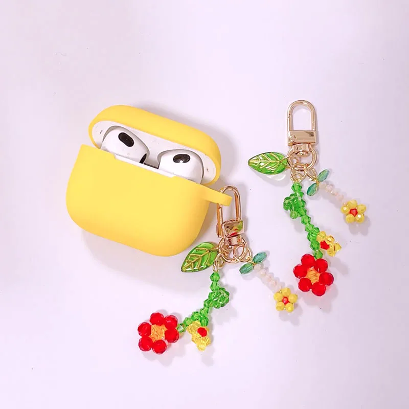 ل أبل AirPods 3 حالة سيليكون بلوتوث حقيبة سماعة الاذن غطاء ل AirPods 1 2 3 برو شحن صندوق لطيف كريستال زهرة المفاتيح