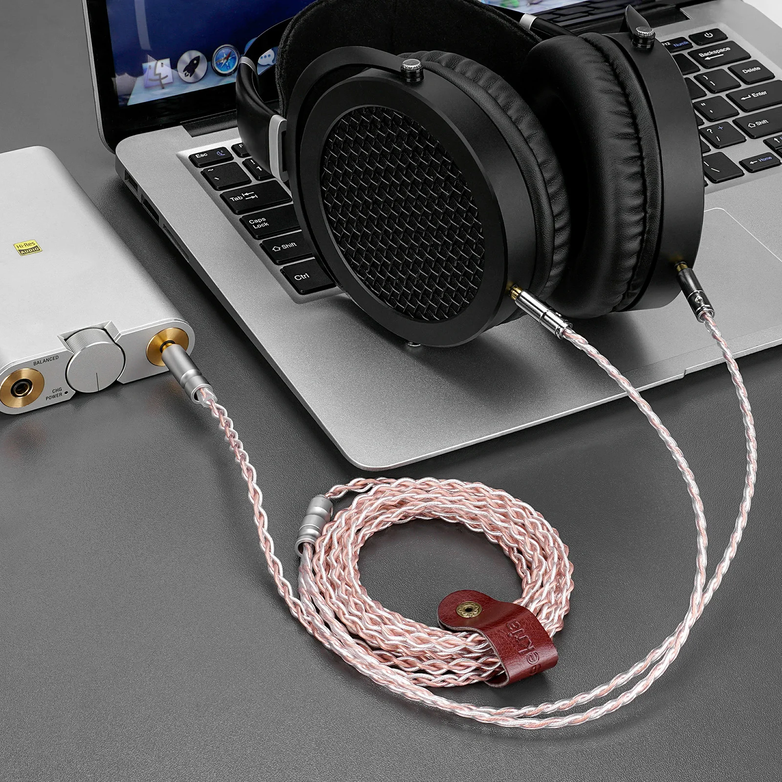 Geekria Apollo Kupfer-Silber-Geflechtskabel als Upgrade für HIFIMAN Sundara, Ananda, Arya, HE4XX, 3,5-mm-auf-Doppel-3,5-mm-Audiokabel (8,2 Fuß). – Detail 6