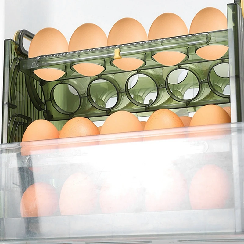 Hot SV-Egg Storage Box Egg Case Holder Large Capacity Egg Tray Organizer With Handle Egg Container For Refrigerator