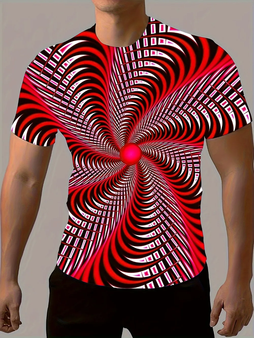 Kreativität Rainbow Vertigo Hypnotic Vortex 3D Sport Schnelltrocknend Breatha Herren T-Shirt Outdoor Street Casual Eltern-Kind-Kleidung – Detail 4