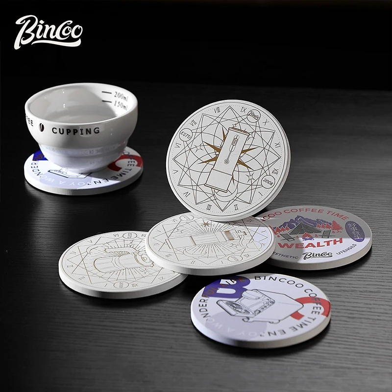 Bincoo Ins Style Ceramic Coaster – Heat Resistant Mat for Coffee Cup, Moka Pot, Random Design Blind Box Surprise