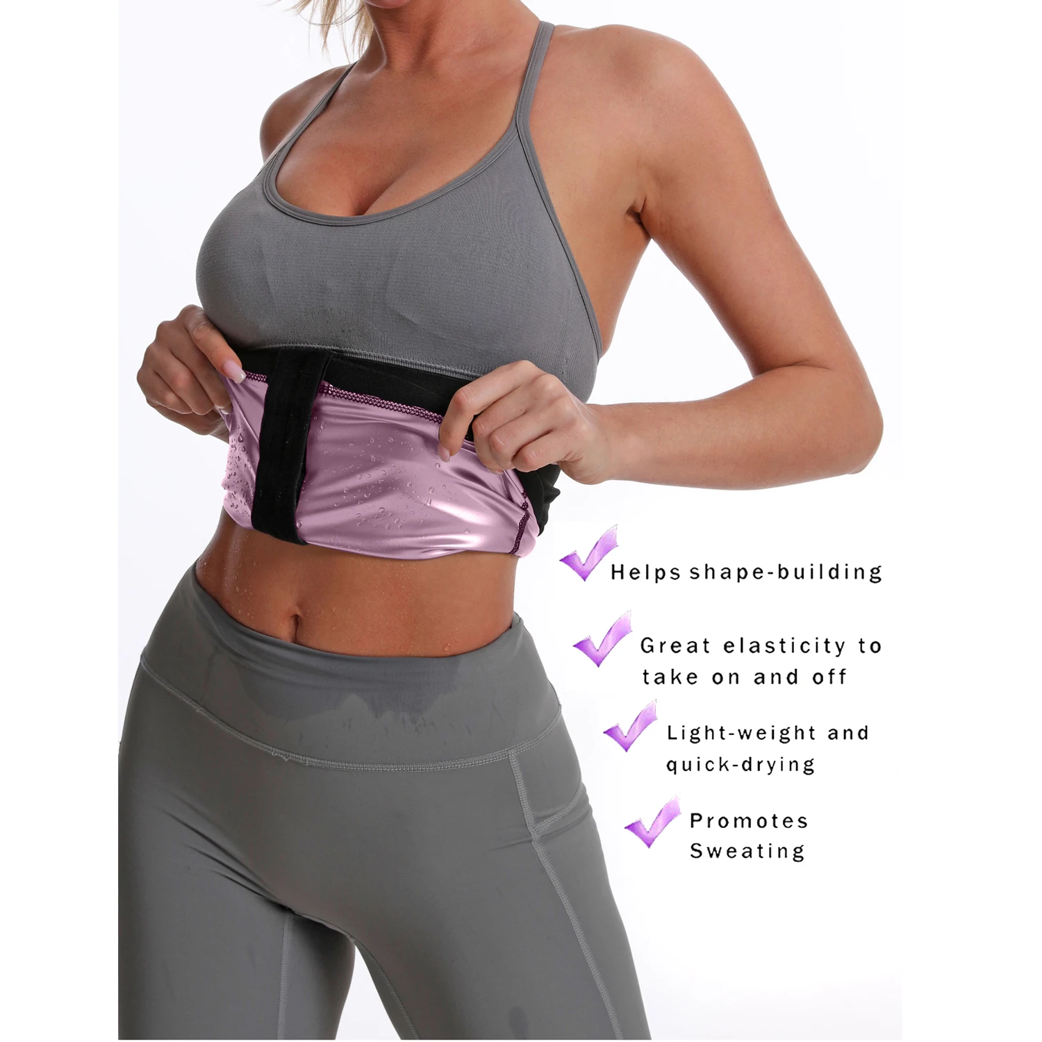 Women's Sweater Shaping Waist Trimmer, Waist Trainer Sauna Belt, Waist Tensioner,Sauna Slimming Belt Pink