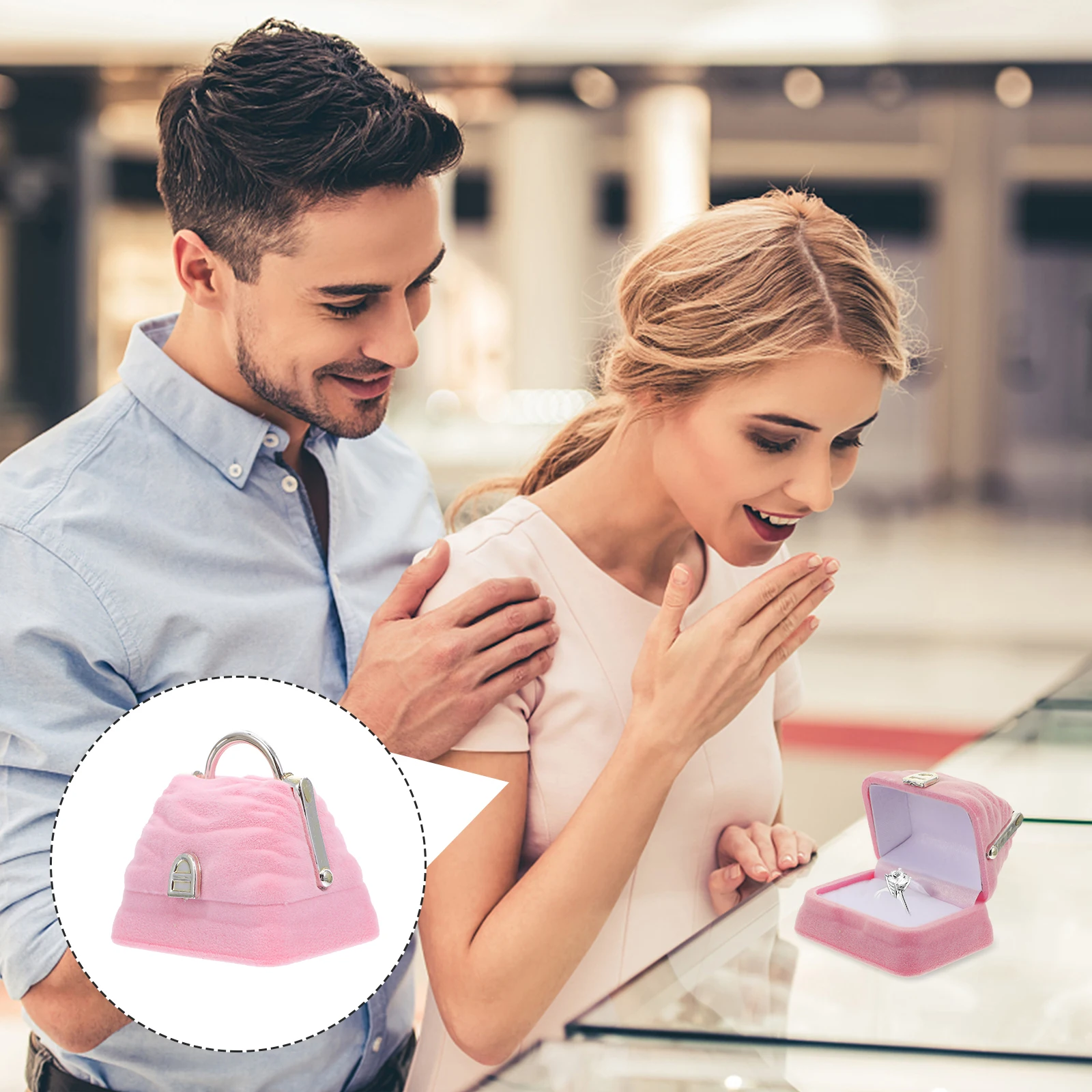 

Handbag Ring Holder High Quality Material Long Lasting Use Engagement Valentine's Day Handbag Shape Ring Box Jewelry Gift Box