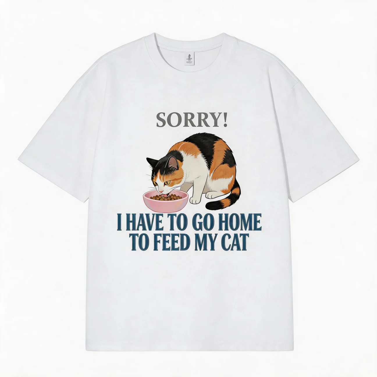 High Quality 260g T-Shirts with Cut Cat Printing Couple Outdoor Date Clothings Shirts Original Design Loose White T Shirts