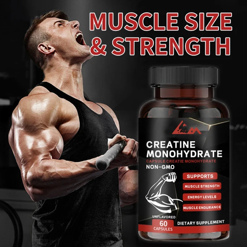 Creatine Monohydrate Capsules for Men and Women non-gmo Muscle Building creatine monohydrate power  muscle growth Kreatin