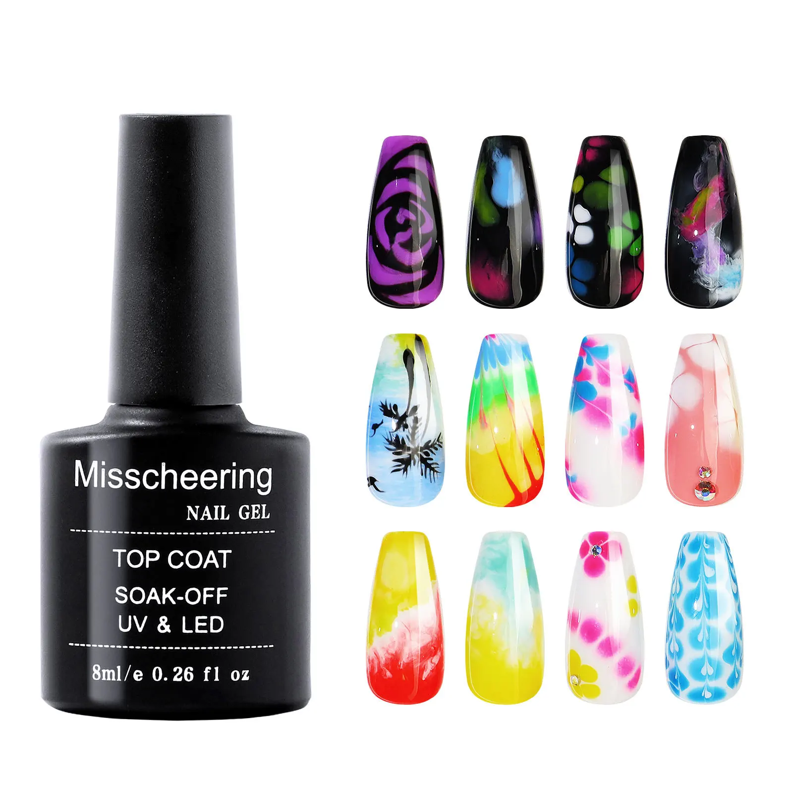 Misscheering Nail Gel Polish Gradient Blending Top Coat Soak Off UV LED Semi-permanent Nail Art Varnish Nail Design Accessories