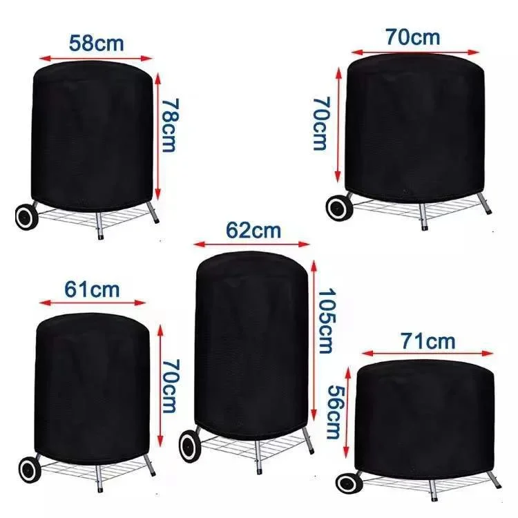 Heavy Duty Round Kettle Charcoal Grill Cover Oxford Cloth Outdoor Waterproof UV Resistant BBQ Smoker Protector