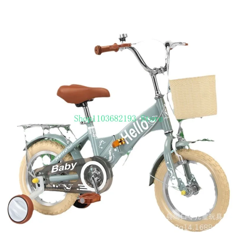 Folding Children's Bicycle Bicycle Baby 3-6-12 Years Old with Training Wheel Stroller Boys and Girls Bicycle