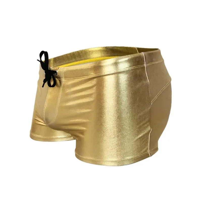 

Solid color bronzing hot silver boxer swimming trunks fashionable men's hot spring beach swimming trunks D10057