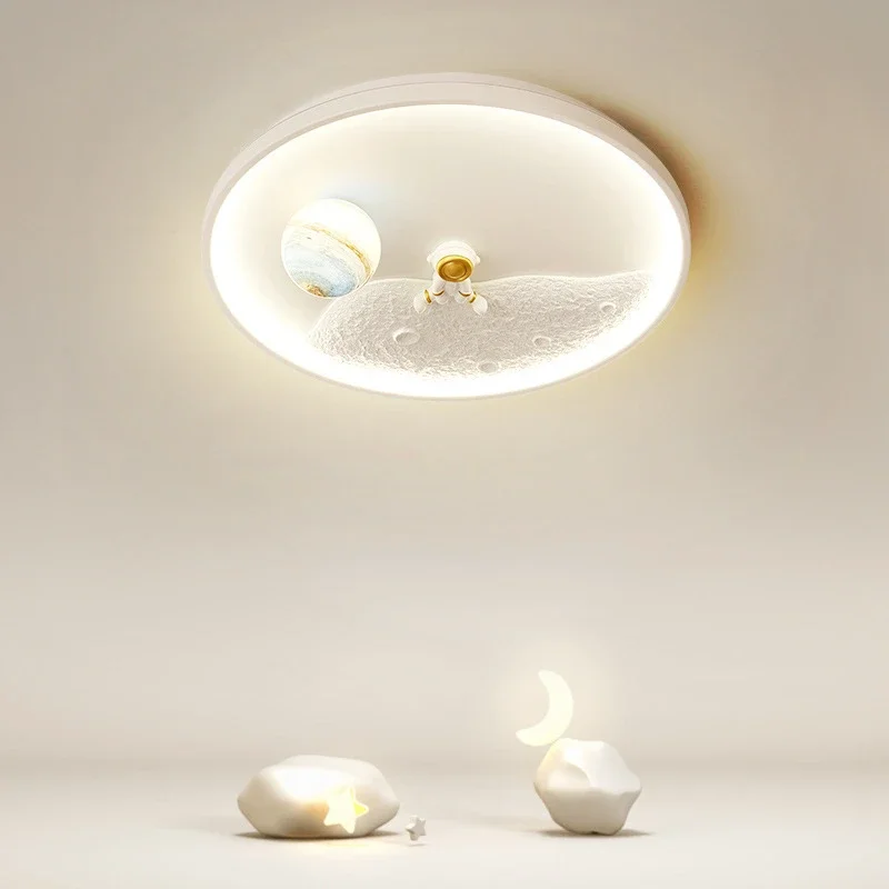 Modern Astronaut Led Chandelier For Children\'s Room Bedroom Study Kids Baby Cartoon Spaceman Moon Home Ceiling Lamps Fixture