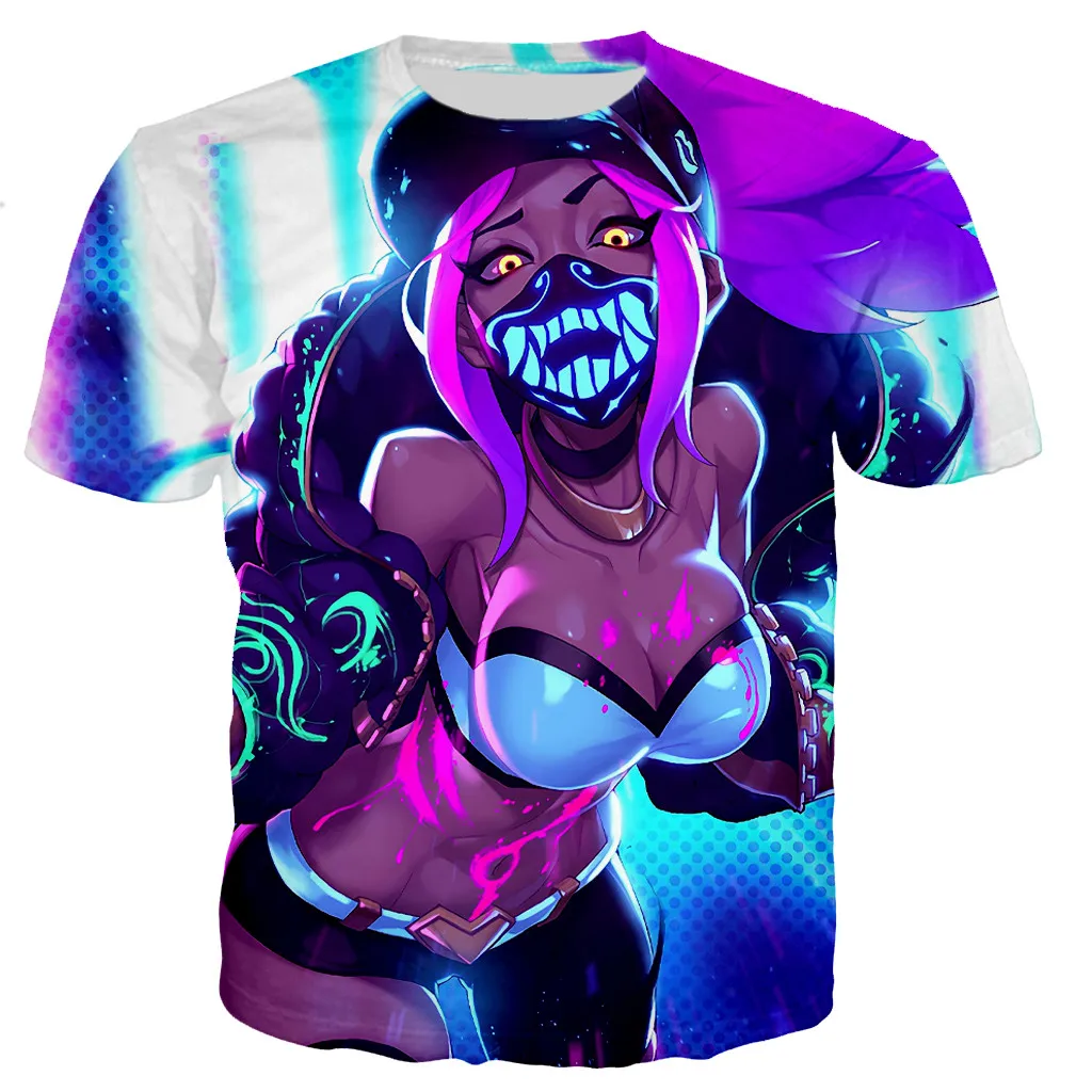 3D League of Legends KDA Printed T-shirt Men\'s Women\'s Fashion Casual Youth Fitness Apparel Sweatshirt Street Hip Hop TopS