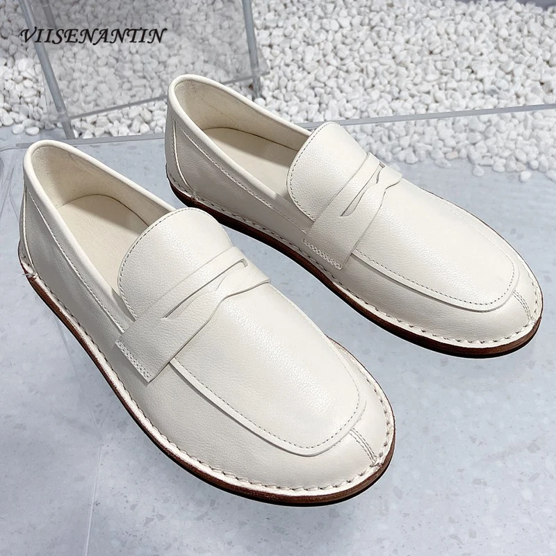 

Luxury Women Flats Shoes Cow Leather Comfortable Slip on Loafers Deep Mouth Lazy Women Walking Driving Daily Casual Shoes Mujer