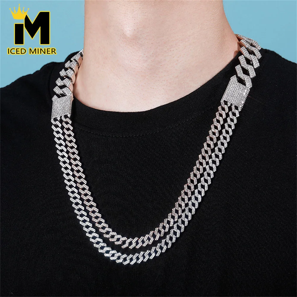 

Icedminer 19mm Double Chain Iced Out Cuban Link Chain Necklaces for Men Women Bling ZirconHip Hop Jewelry Free Shipping