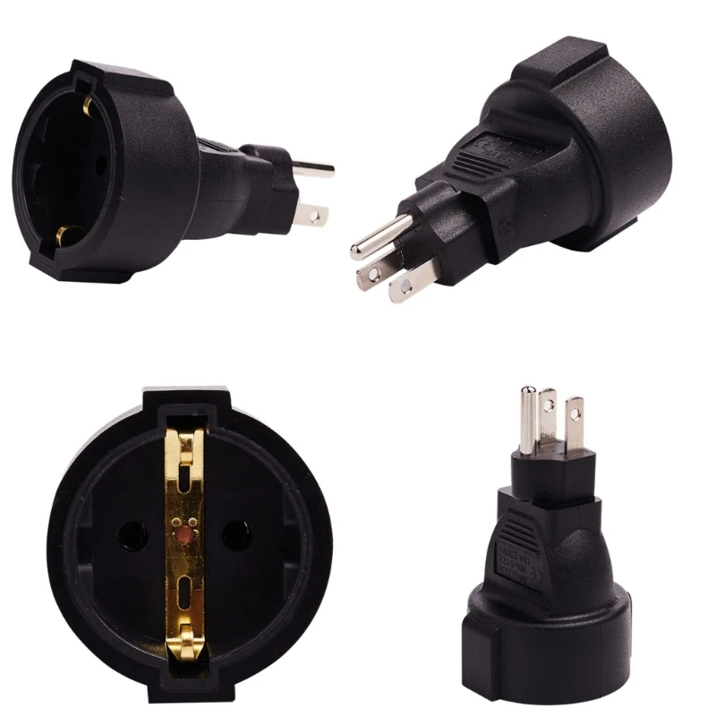 3-pin to European Standard 3-pin Power Adapter Male to Female Socket Connector Power Supply Converter