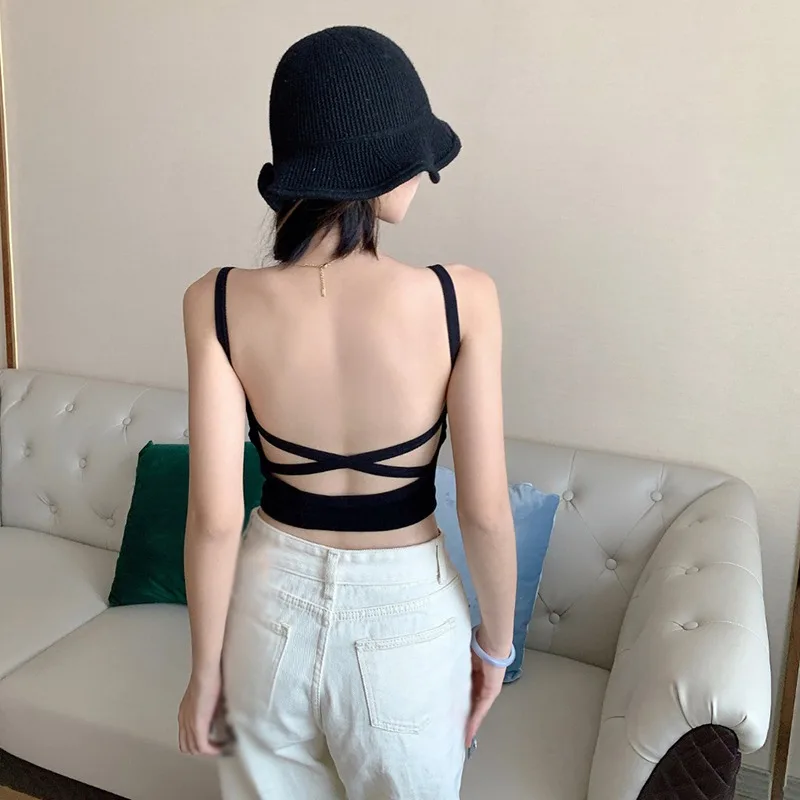 Cross back Bra Crop Top Tank Women Sexy Crop Tops Tube Top Female Streetwear Sleeveless Seamless Lingerie 