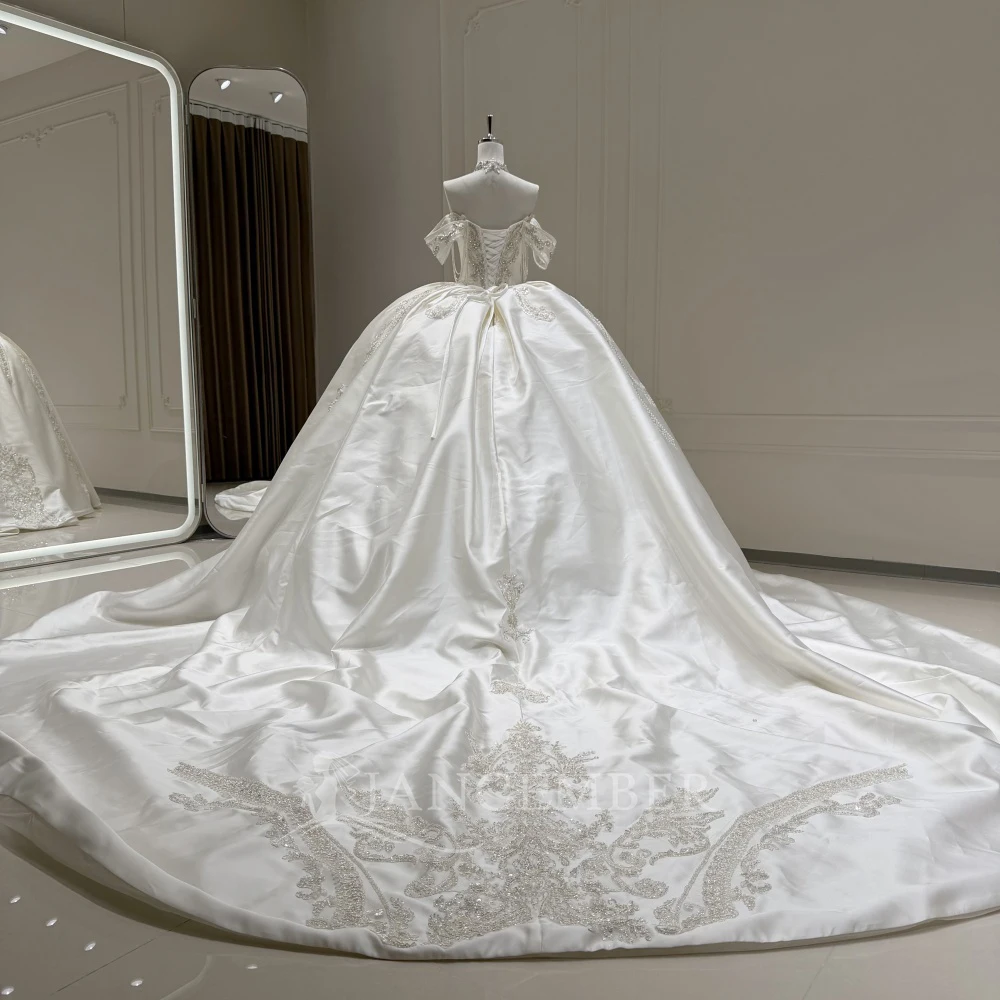 Gorgeous Lace Scoop Neck Sparkling Wedding Dress Style Bride Dress Tight corset Ball Gown Customized vestidos de novia boda