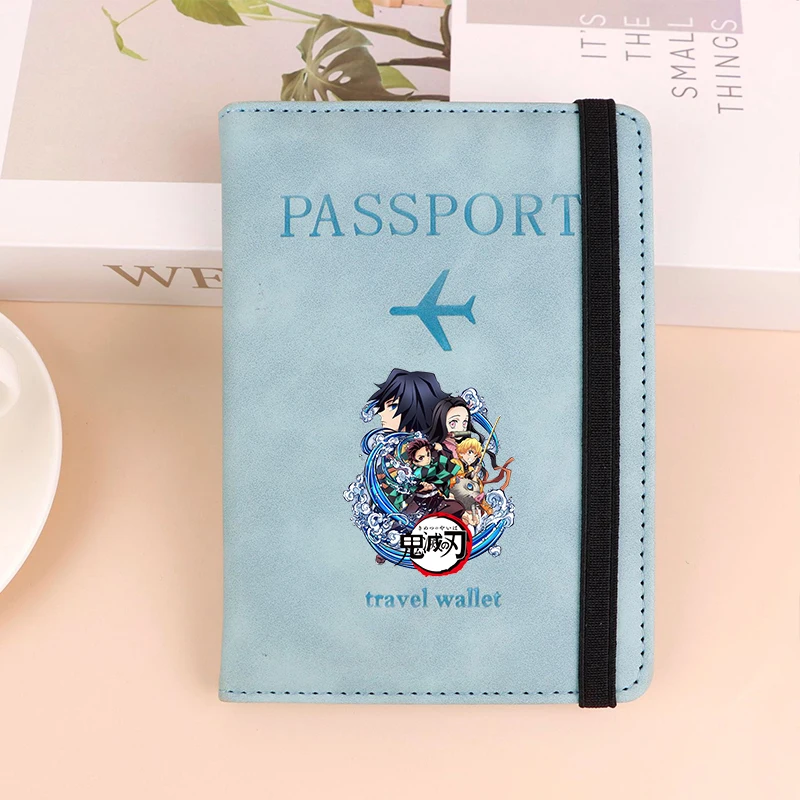 

Demon Slayer RFID Passport Holder Unisex Travel Wallet Document Organizer Anime Cartoon Waterproof Document Holder Passport Gift