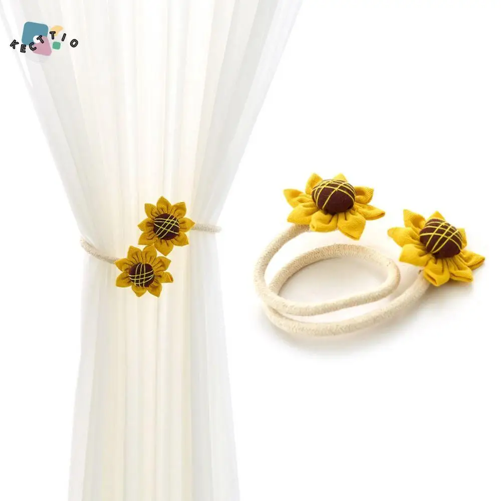 

2PCS Ornament Curtain Holder Sunflower Curtain Tieback Flower Shape Creative Curtain Buckle Cute Curtain Clip Home Decor
