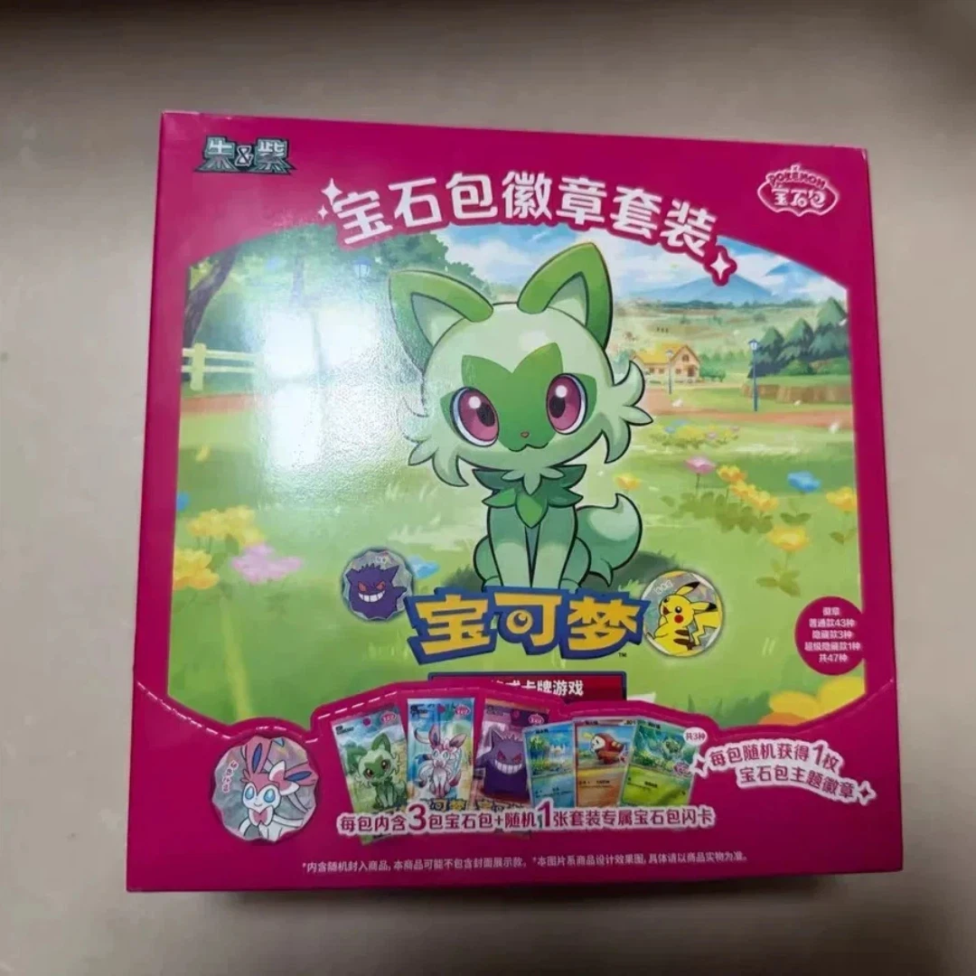 New Poké Tcg Simplified Chinese Edition: Alola Region (Red & Blue) Gem Pack Badges Set - Random Badges Toy Gifts Card Collection