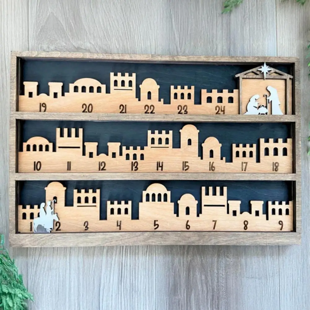 Countdown to Christmas Wall Hanging 10 Wooden Nativity Advent Countdown Calendar Christian Christmas Decor Sign Holiday Jesus