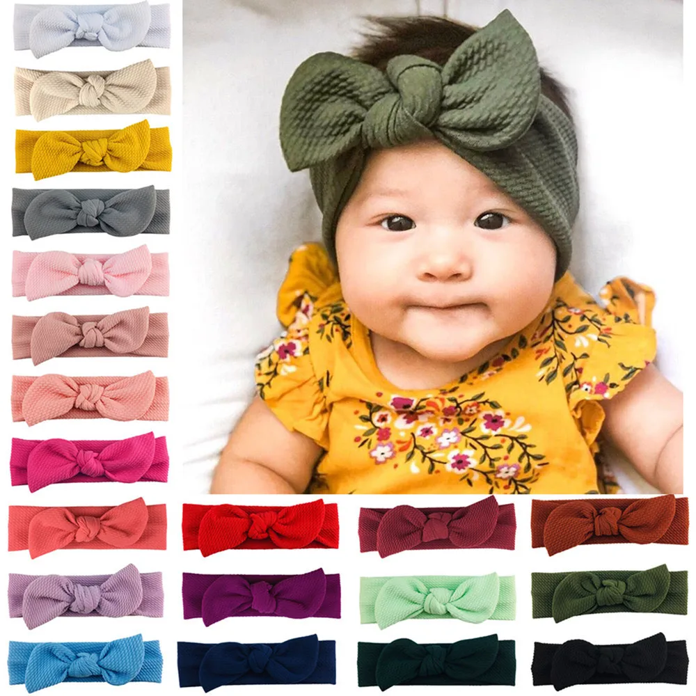 

80 Pcs Wholesale New Girls Diagonal Bubble Fabric Rabbit Ear Headband Baby Stretch Headband Headband Headgear Hair Accessories