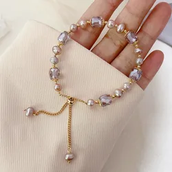 Vintage Luxury Natural Freshwater Pearl Amethyst Bracelet for Women New Fashion Charm Bracelet High Quality Jewelry Accessories