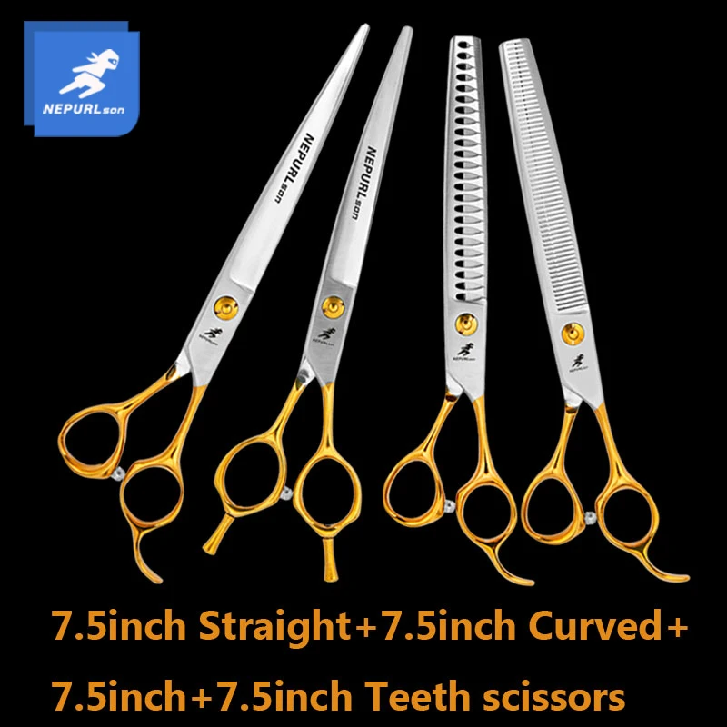 7.5 Inch VG10 Veterinary Animal Shaped Scissors Pet Grooming Scissors Pet  Rotating Handle Pet Sets