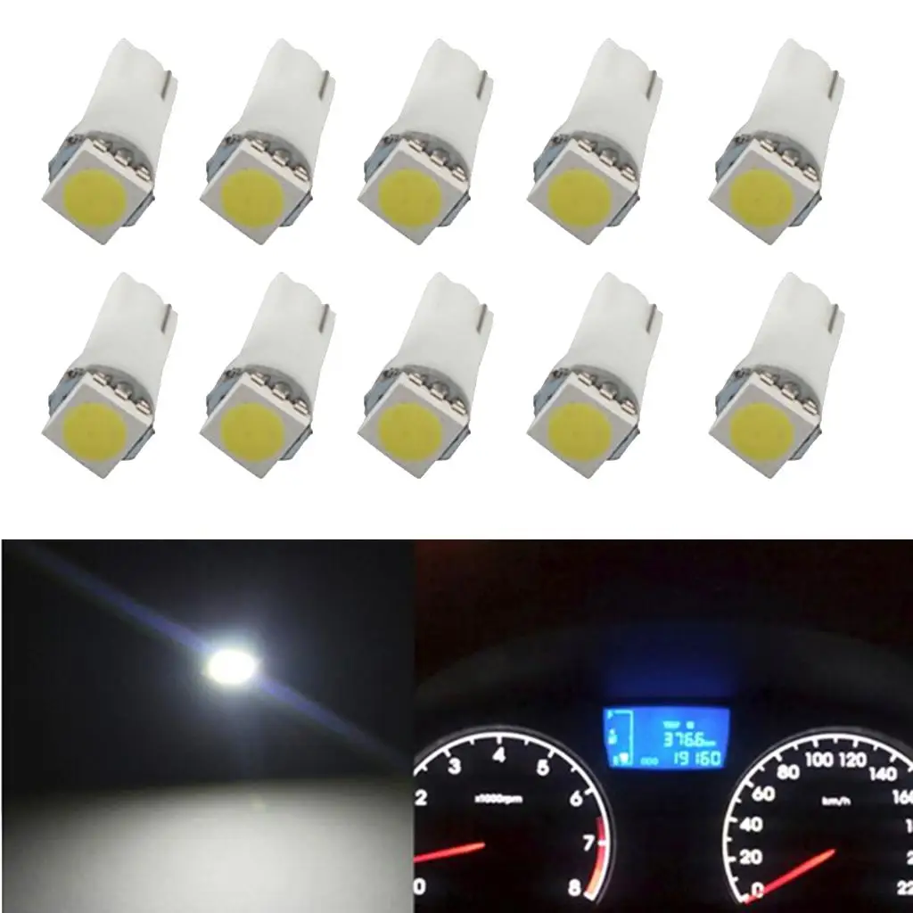 Car Meter Lamp Light Bulbs T5 5050 LED White Resin Plug and Play for Interior Map and Step Light