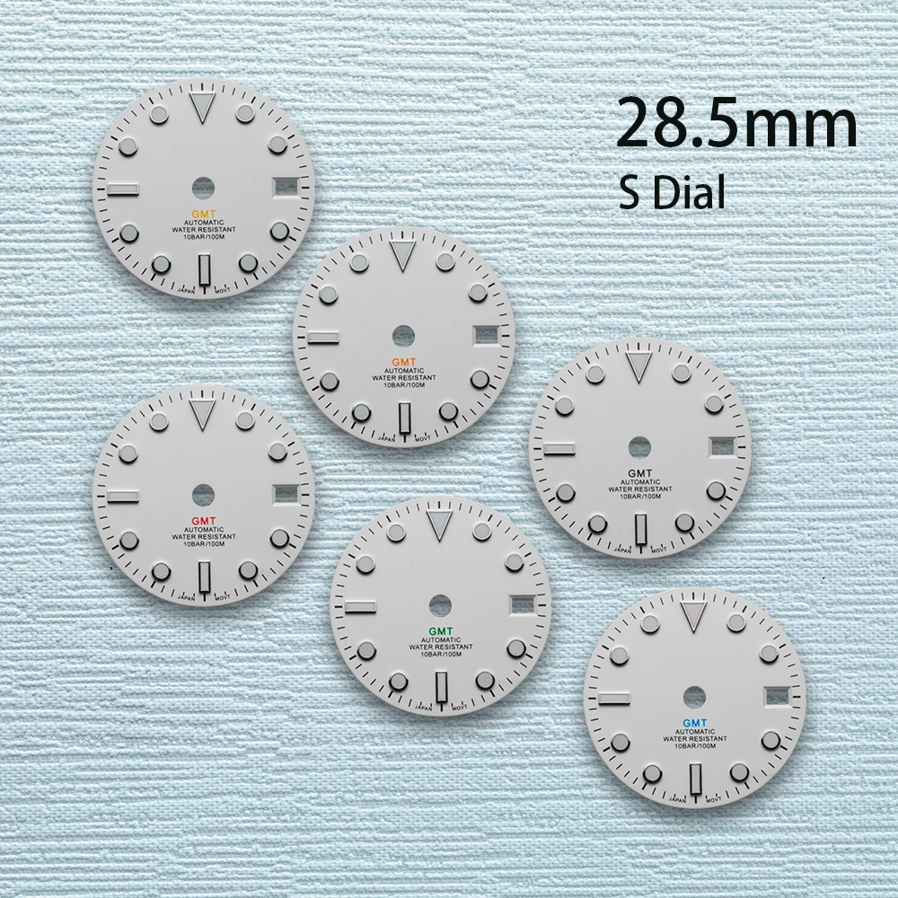 

28.5mm S Logo G MT White Dial Suitable For NH34 Japanese Movement Green Luminous Watch Modification Accessories