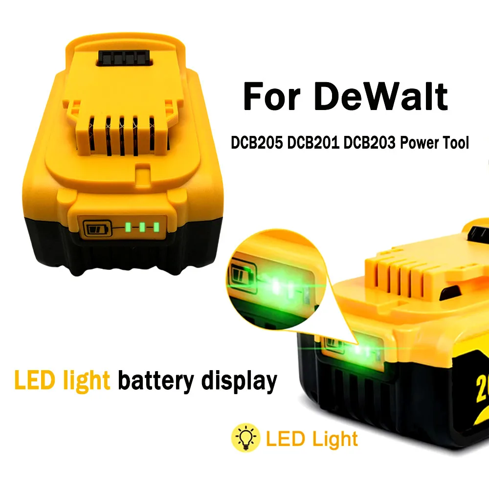 2024 New 20V 10J MAX 6.0Ah DCB200 Replacement Li-ion Battery for DeWalt DCB205 DCB201 DCB203 Power Tool Batteries