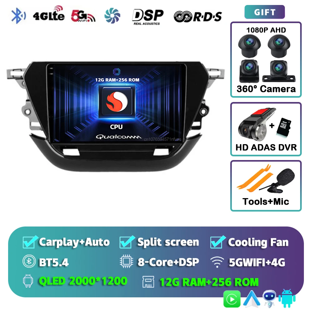 Android 15 Autoradio Multimedia Speler Voor Opel Corsa F 2019-2023 Auto Carplay Autoradio DSP wifi + 4G Ai voice 2 Din BT Video