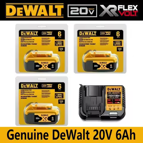 New 100% Original Dewalt 6.0Ah Battery 20V Original Dewalt Power Tool Battery DCB206 DCB206 20V Battery DCB205 DCB200