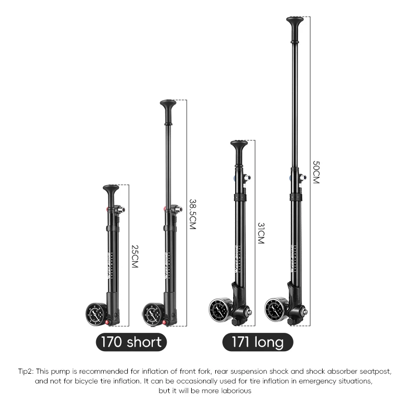 WEST BIKING MTB Fork Pump With Pressure Gauge 300/400 PSI High Pressure Moutain Bike Shock Pump Manual Air Pump Scharder Hose