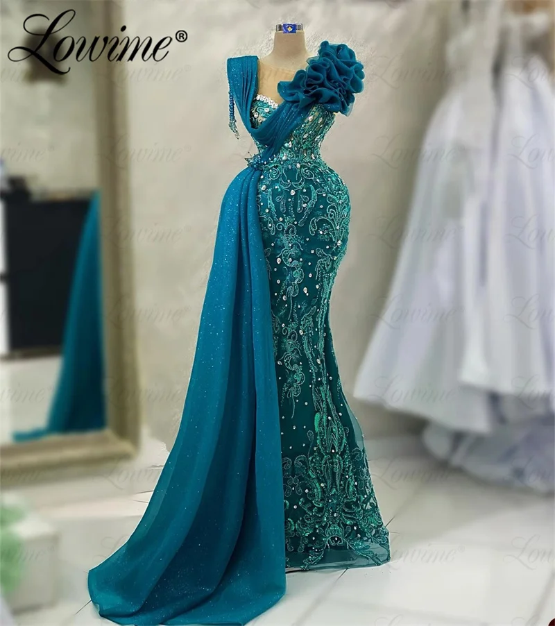 Precioso vestido De fiesta con cuentas, ocasión Formal, cristales personalizados, vestidos De noche De sirena con cuentas, batas De velada árabe De Dubái 2023