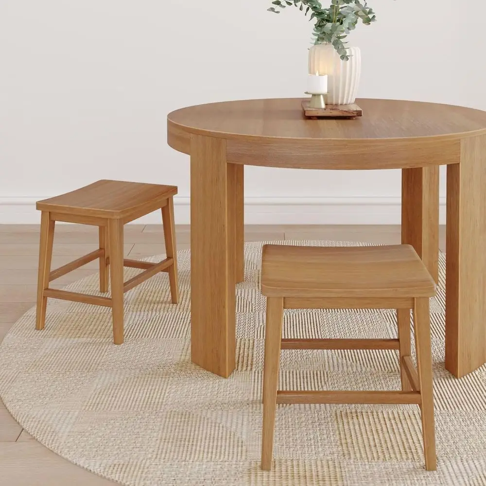 Plank+eam Smythe Dining Stool, 18Vanity Stools, t o 2, Sturdy Wood ern Kitchen Stool, at acklChair, Metal ootrest, Pecan