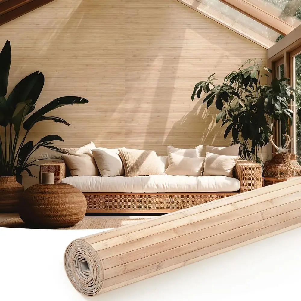 Natural Bamboo Wall Panel Interior Wall 48x96 Bamboo Covering Renewable Pole Wainscoting Room Divider Wrap Decor Bedroom Living