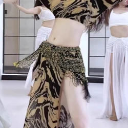 New Belly Dance Hip Scarf Woven Skirt Belly Dancing Belt Triangle Shawl Tassel Beaded Belts Waist Chain Cover for Women Girls