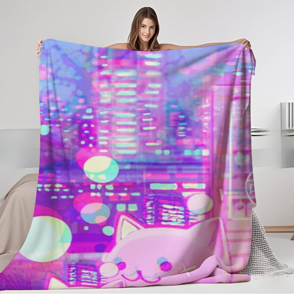 

Floral Comfort Flannel Blanket Kawaii Fantasy Tokyo Bedsheet Premium Bedding With Lightweight Breathable Blankets For Couples