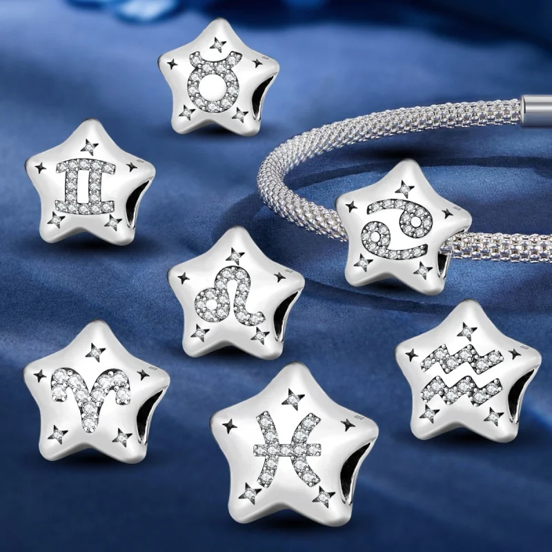 

Подвески-шармы из серебра 925 пробы с 12 созвездиями, серия Cute, подходят для оригинальных браслетов, украшения своими руками, подарок для женщин