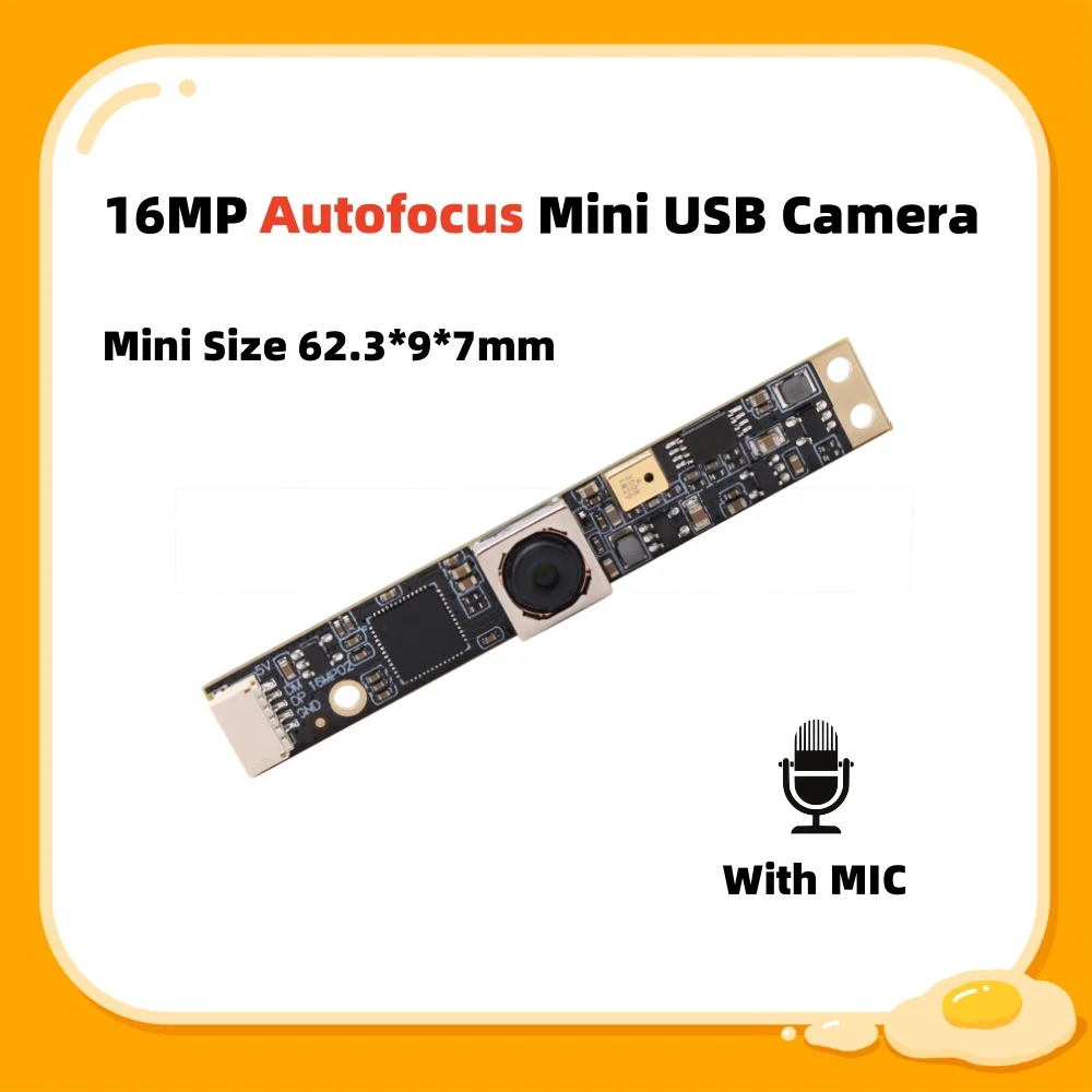 

ELP 16MP Autofocus USB Camera with Microphone UVC IMX298 Lightburn Mini Camera Module Micro USB Security PC Webcam No Distortion