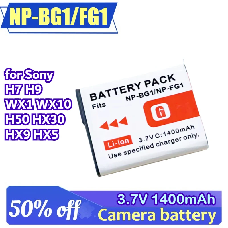 NP-BG1/FG1 for Sony H7 H9 WX1 WX10 H50 HX30 HX9 HX5 3.7V 1400mAh Cameras Battery