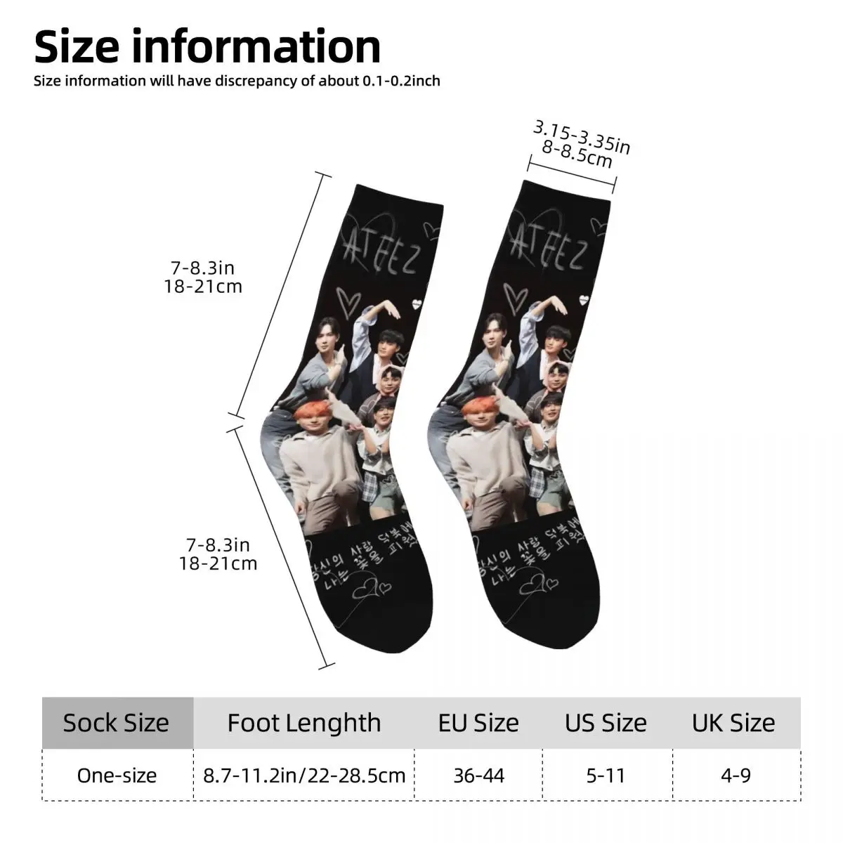 Ateez الكورية الفرقة الجوارب في ألبوم الخيال الخاص بك جوارب القوطية الخريف المضادة للانزلاق للجنسين الرجال الجوارب جودة الجري جوارب رياضية